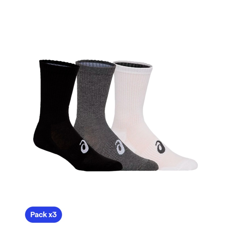 Calcetines Asics Crew (Pack x 3) Blanco / Negro / Gris