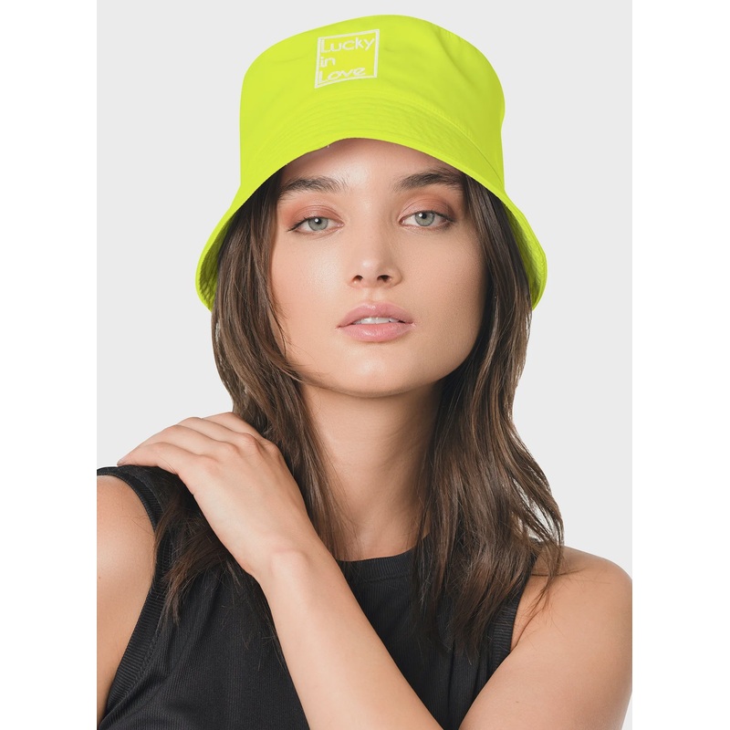 Lucky In Love Bucket Hat – Neon Yellow