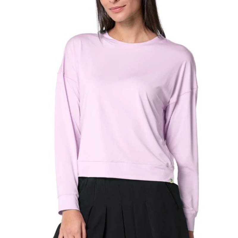 Lucky In Love Women`s Hype Long Sleeve Tennis Top Pink Sand- CT910-685